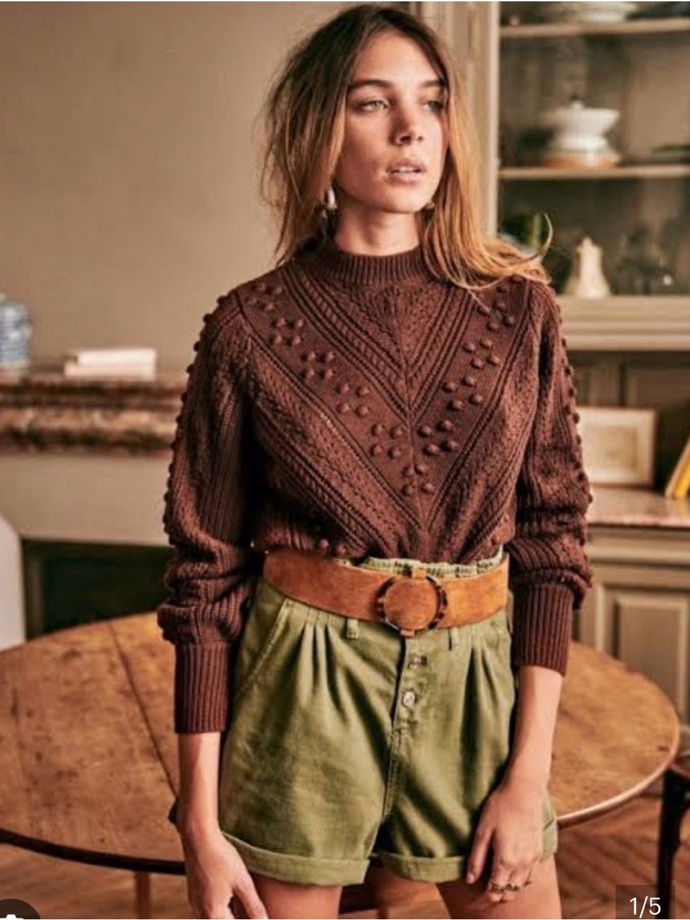 Women's Chocolate Brown Textured Sweater - by Sezane